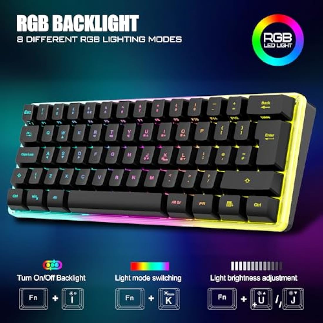 RedThunder K62 Wireless 60% RGB Gaming Keyboard and Mouse Combo – UK Layout