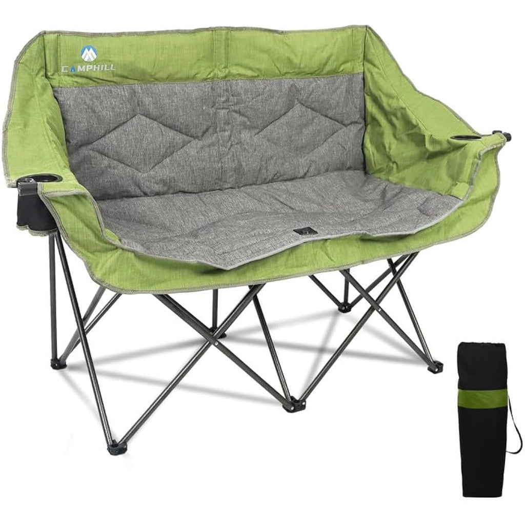 LANMOUNTAIN Folding Double Camping Chair – Heavy Duty 2-Person Loveseat