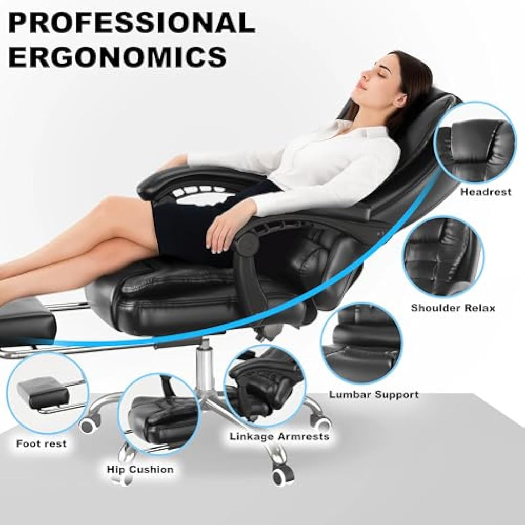 Blisswood Executive Office Chair – Ergonomic Reclining PU Leather Black