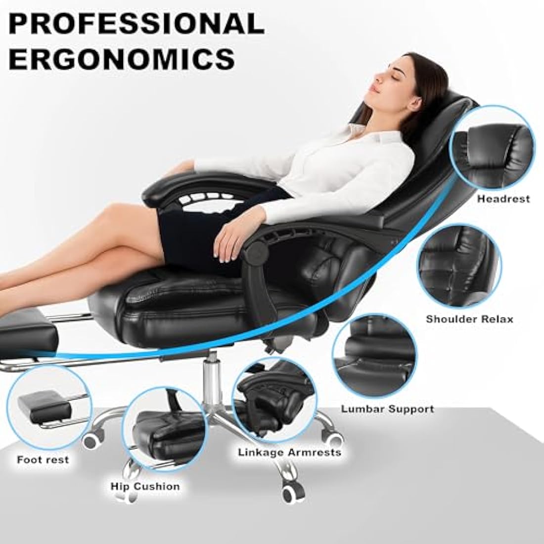 Blisswood Executive Office Chair – Ergonomic Reclining PU Leather Black
