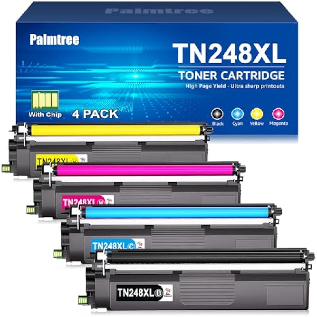 Palmtree TN248XL Compatible Toner Cartridges for Brother HL-L3220CWE | 4-Pack