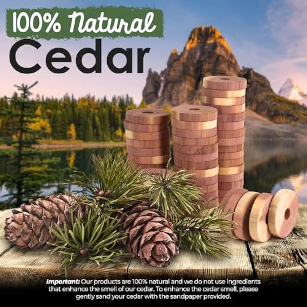 ecoKiwi Cedar Moth Repellent Rings - 55 Pack Natural Red Cedarwood