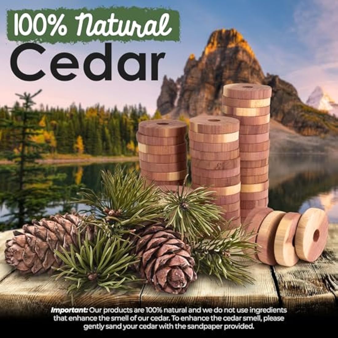 ecoKiwi Cedar Moth Repellent Rings - 55 Pack Natural Red Cedarwood