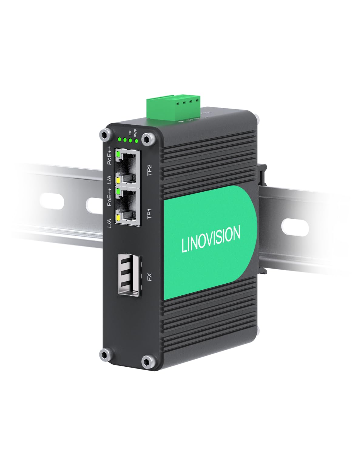 LINOVISION Industrial 2-Port Gigabit BT90W PoE++ Switch with Fiber SFP