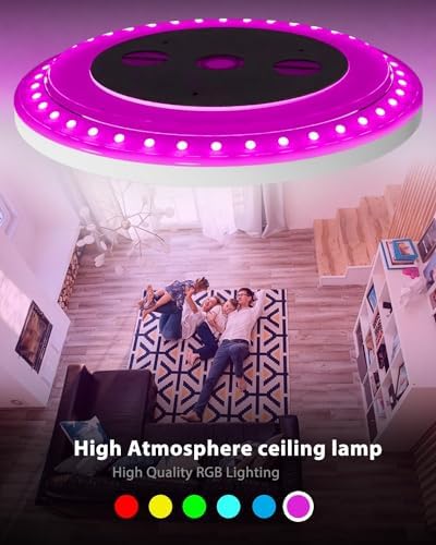 Peasur 42cm LED Ceiling Light | 32W Dimmable RGB Flush Mount with Remote