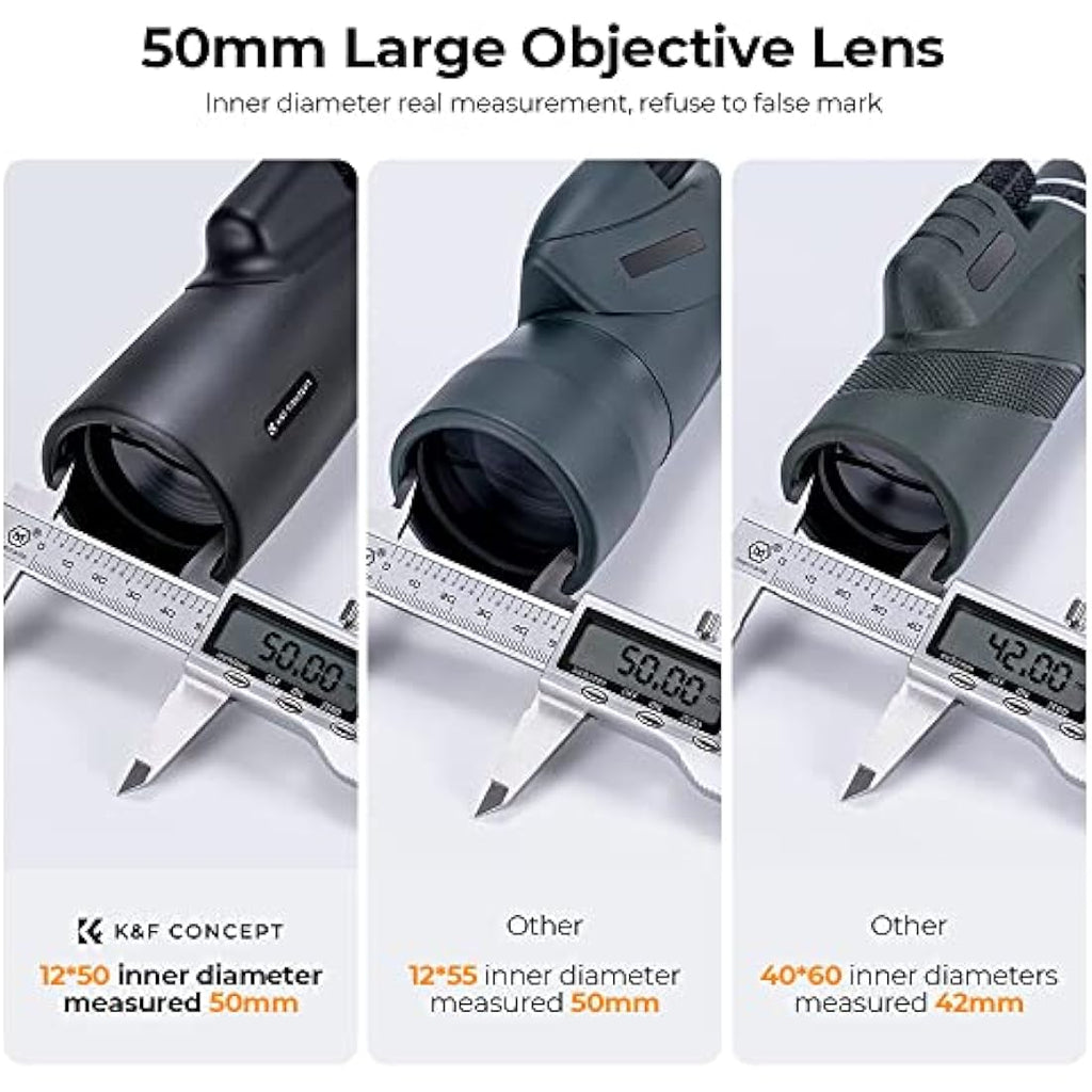 K&F Concept 12X50 HD Monocular | Waterproof BAK4 Prism Telescope