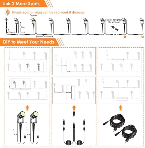 ECOWHO LED Garden Spotlights | 21m IP65 Waterproof Low Voltage Spike Lights