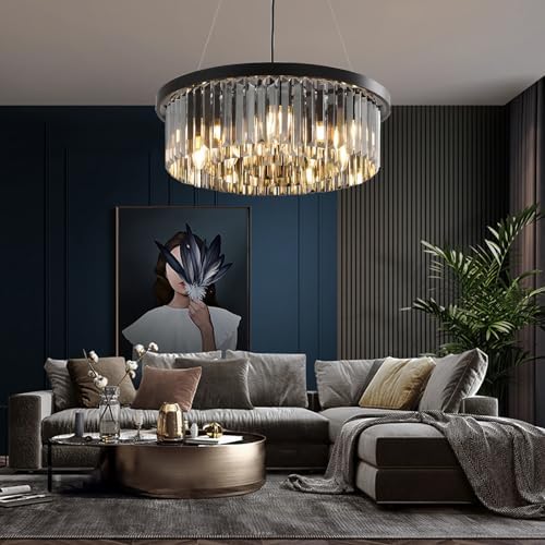 Modern Crystal Chandelier – 60cm Round Pendant Ceiling Light