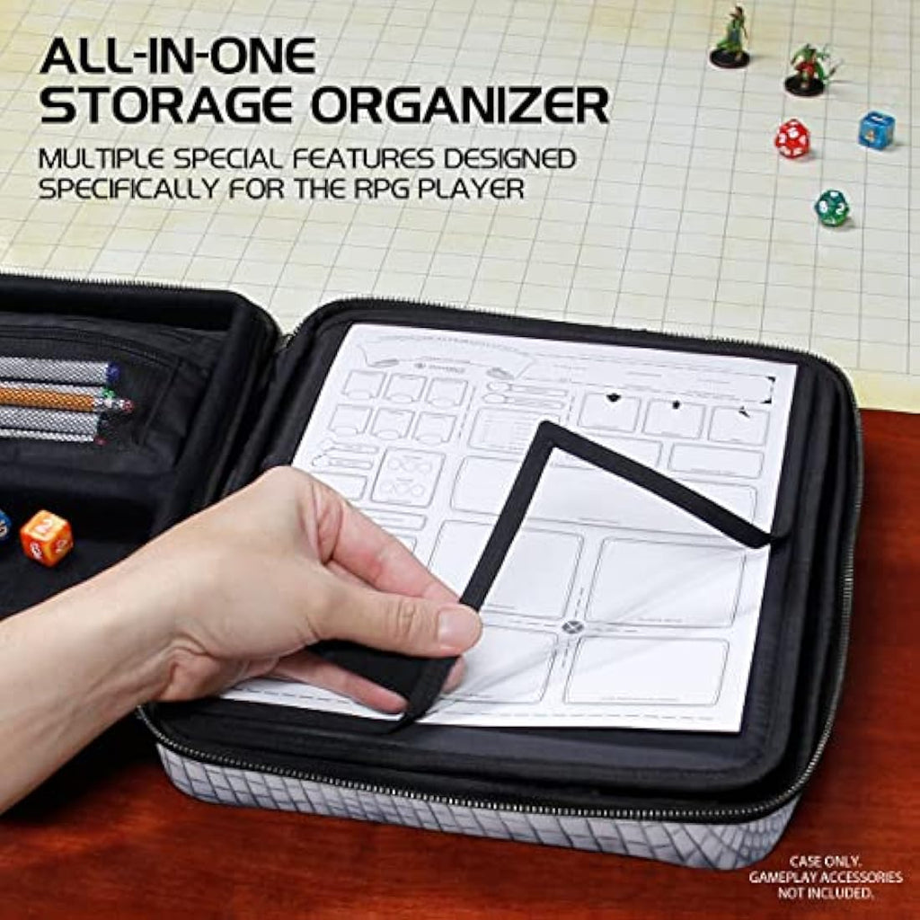 ENHANCE RPG Organizer Case – DnD Binder with Miniature Foam Tray