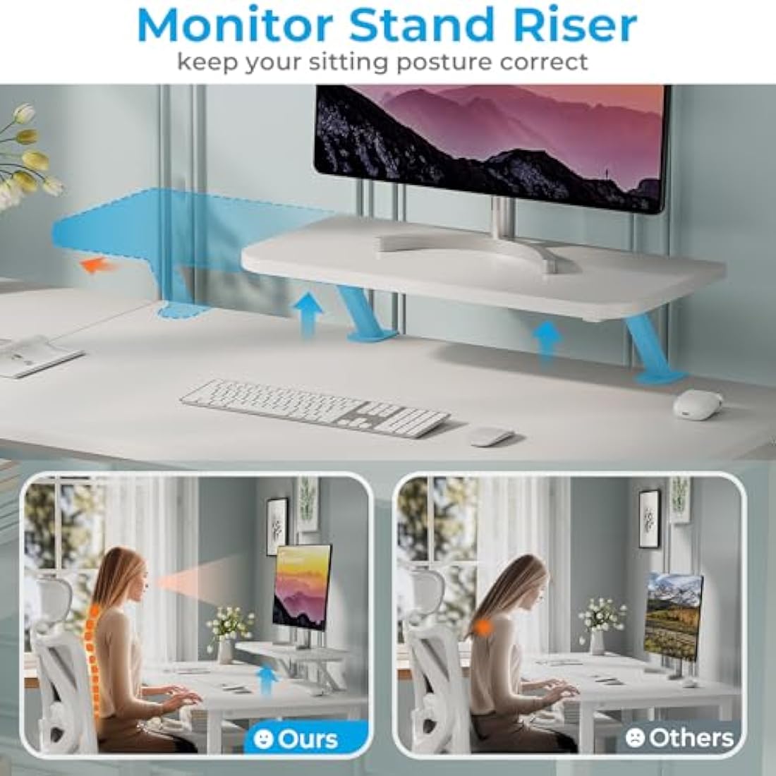 Jolof Store Computer Desk with Monitor Stand and Shelves – White