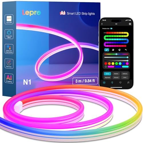 Lepro N1 AI Smart Neon Light Strip – 3M RGB LED Rope with Music Sync
