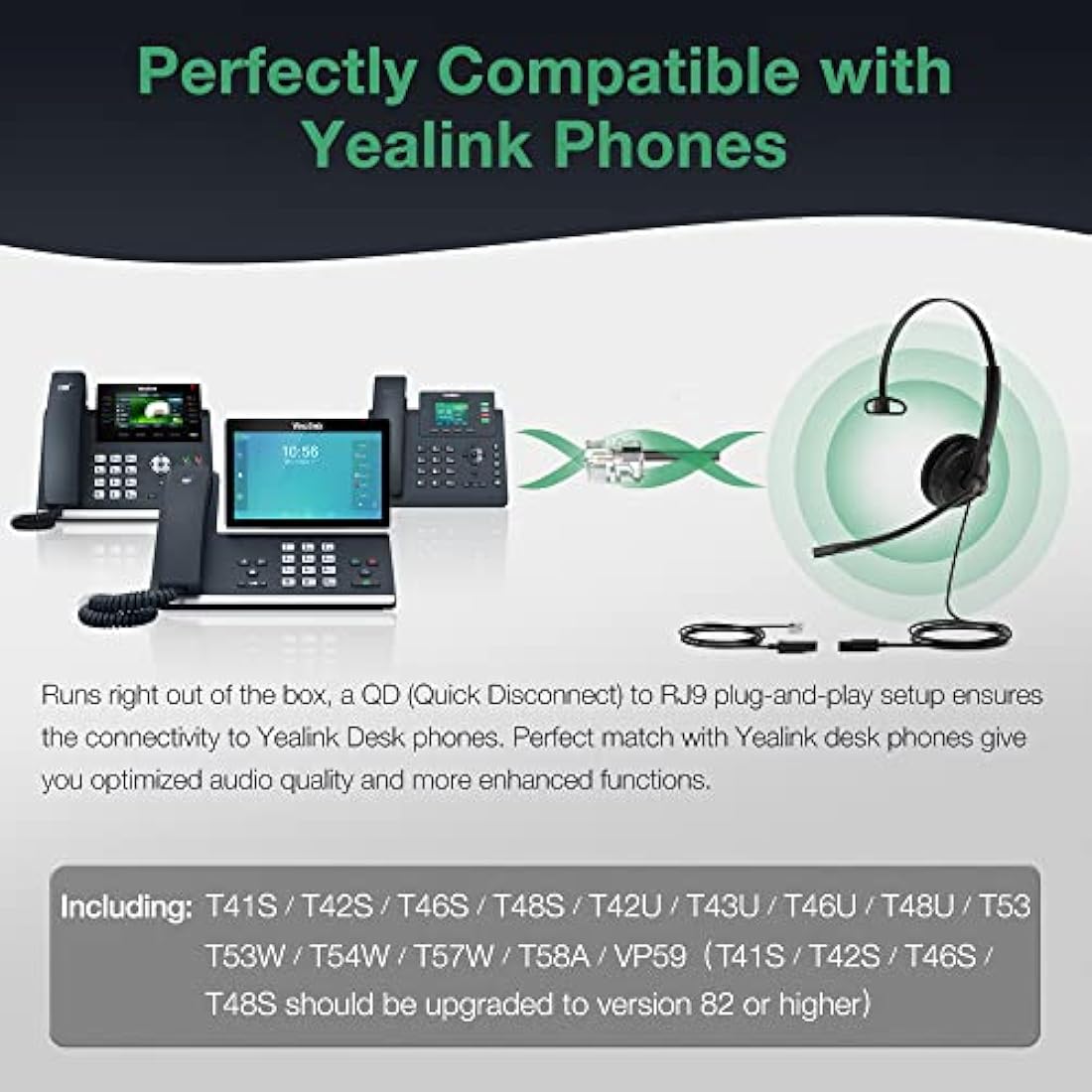 Yealink YHS34 Lite Mono Wired Office Headset | Noise-Canceling RJ9 Headset