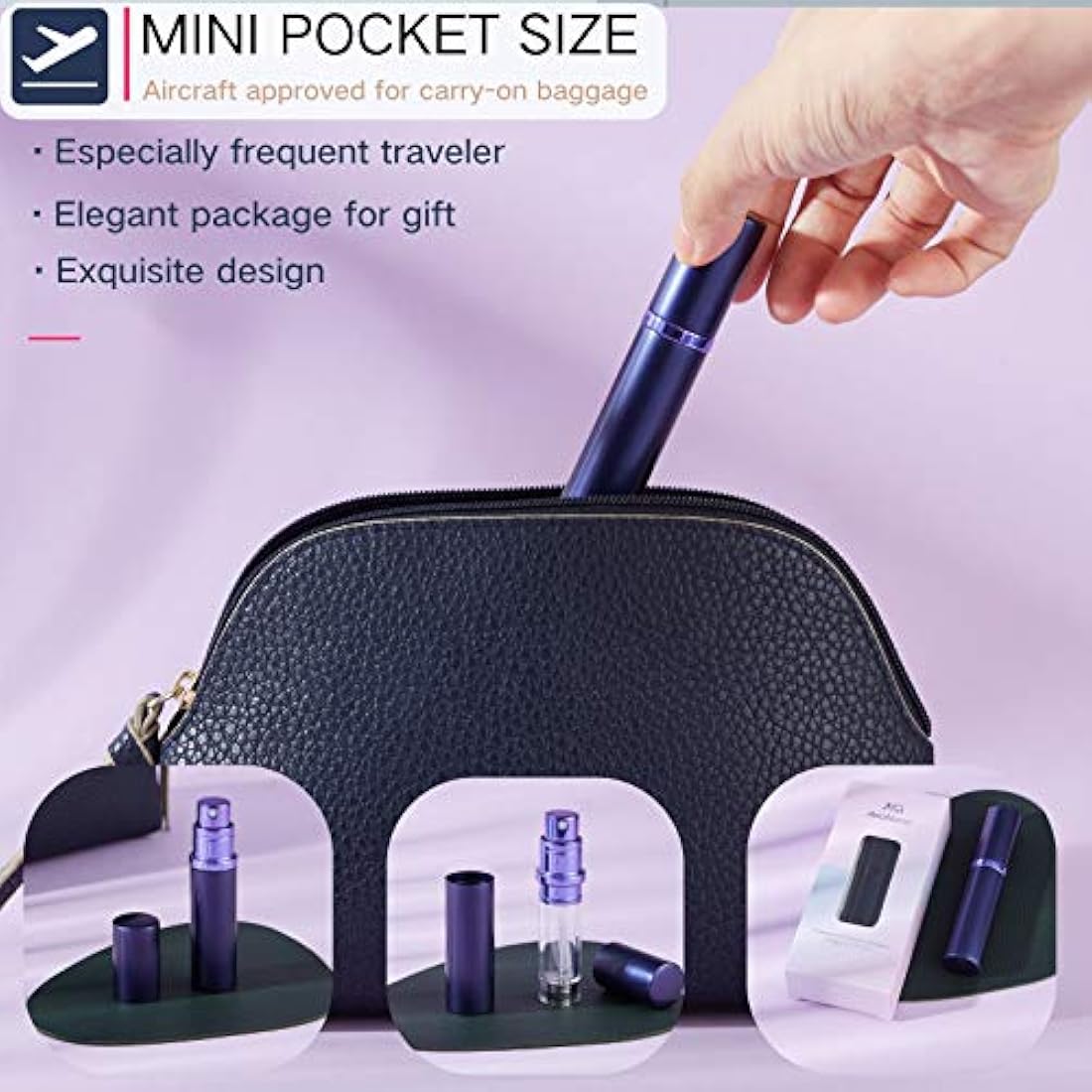 AsaNana Perfume Atomiser – 5ml Refillable Leakproof Travel Bottle