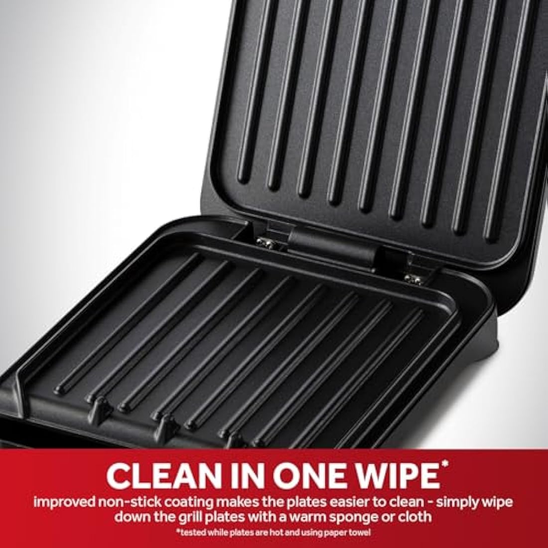 George Foreman Small Electric Fit Grill | Non-Stick Panini Press, Black