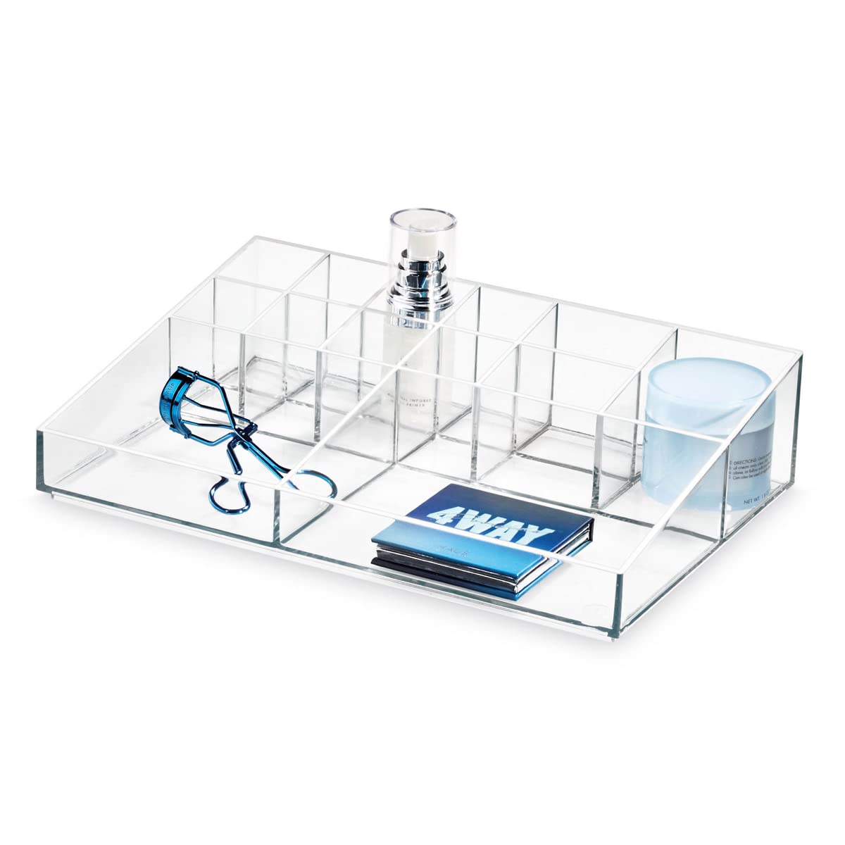 iDesign Sarah Tanno 13-Compartment Makeup Organizer | Clear & White