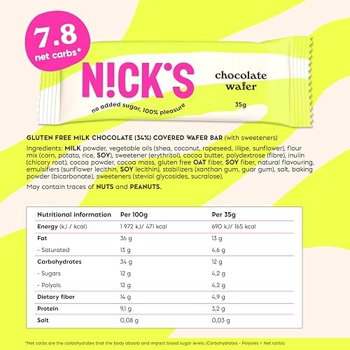 NICKS Chocolate Wafer Bars – Low Carb & Gluten Free Multipack (24x35g)