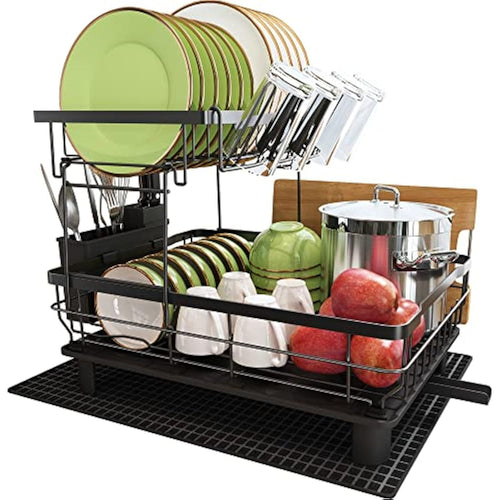 Jolof Store 2-Tier Dish Drying Rack | Stainless Steel Kitchen Organizer