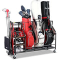 EXTCCT 3-Bag Golf Storage Organizer – Heavy-Duty Steel Rack with Wheels