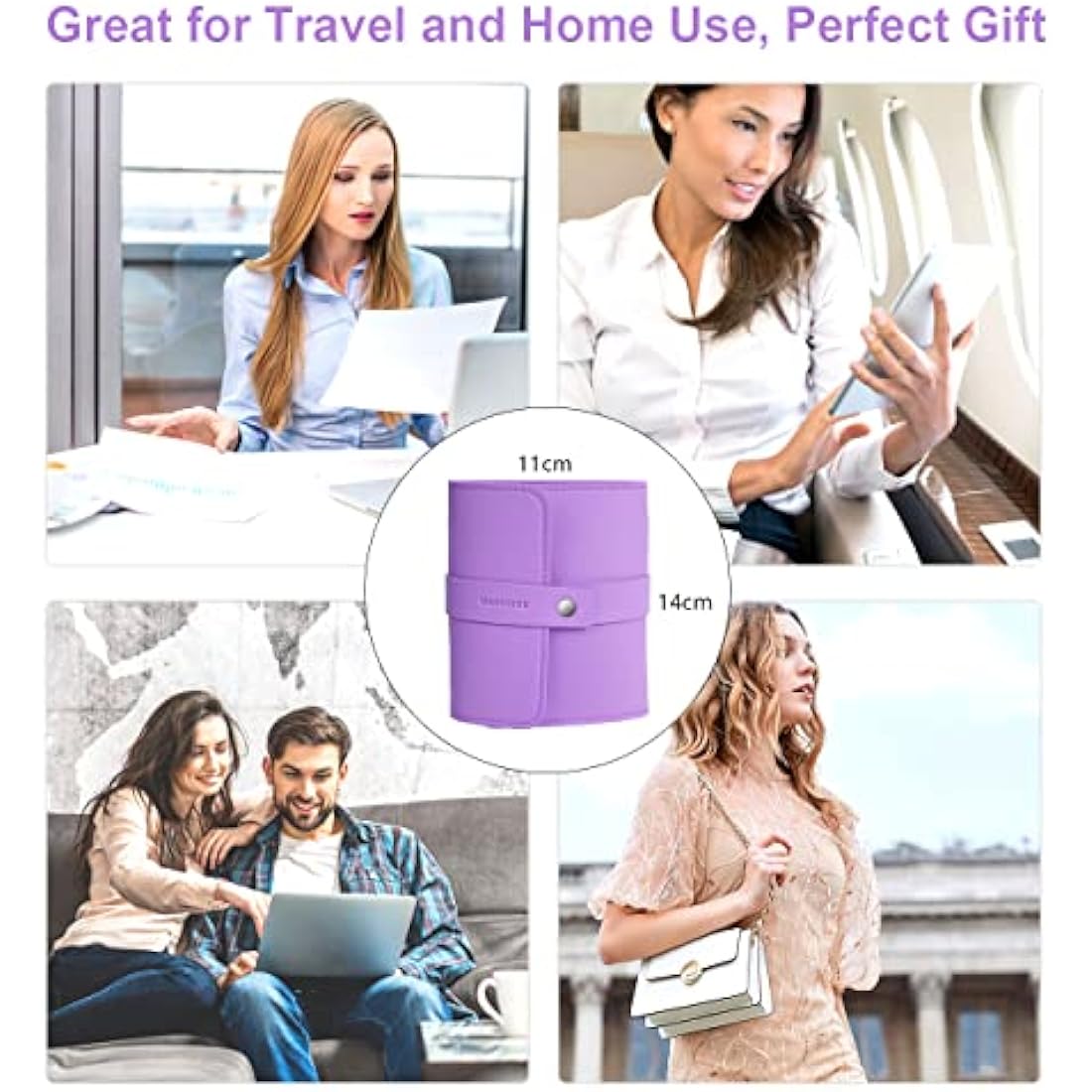 16-Piece Stainless Steel Manicure Set with Leather Case – Violet