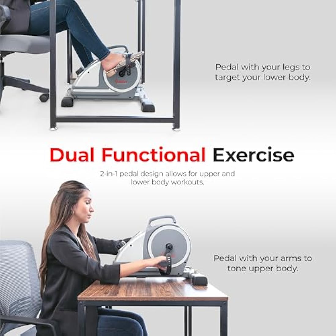 Sunny Health & Fitness Mini Exercise Bike – Under Desk Pedal Exerciser