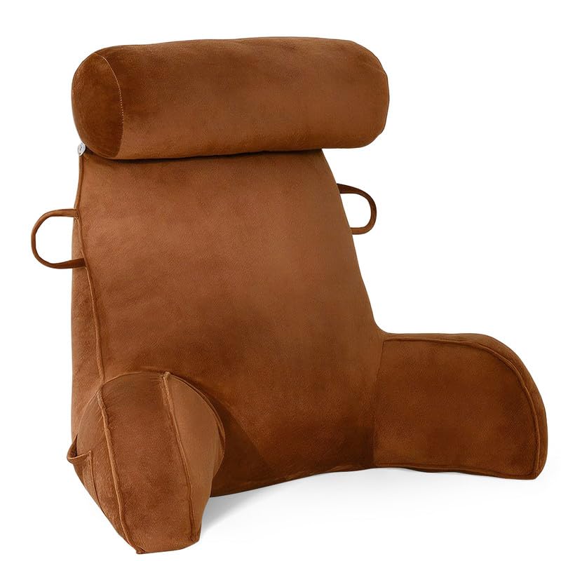Mingfuxin Reading Pillow | Velvet Bed Backrest with Neck and Arm Support