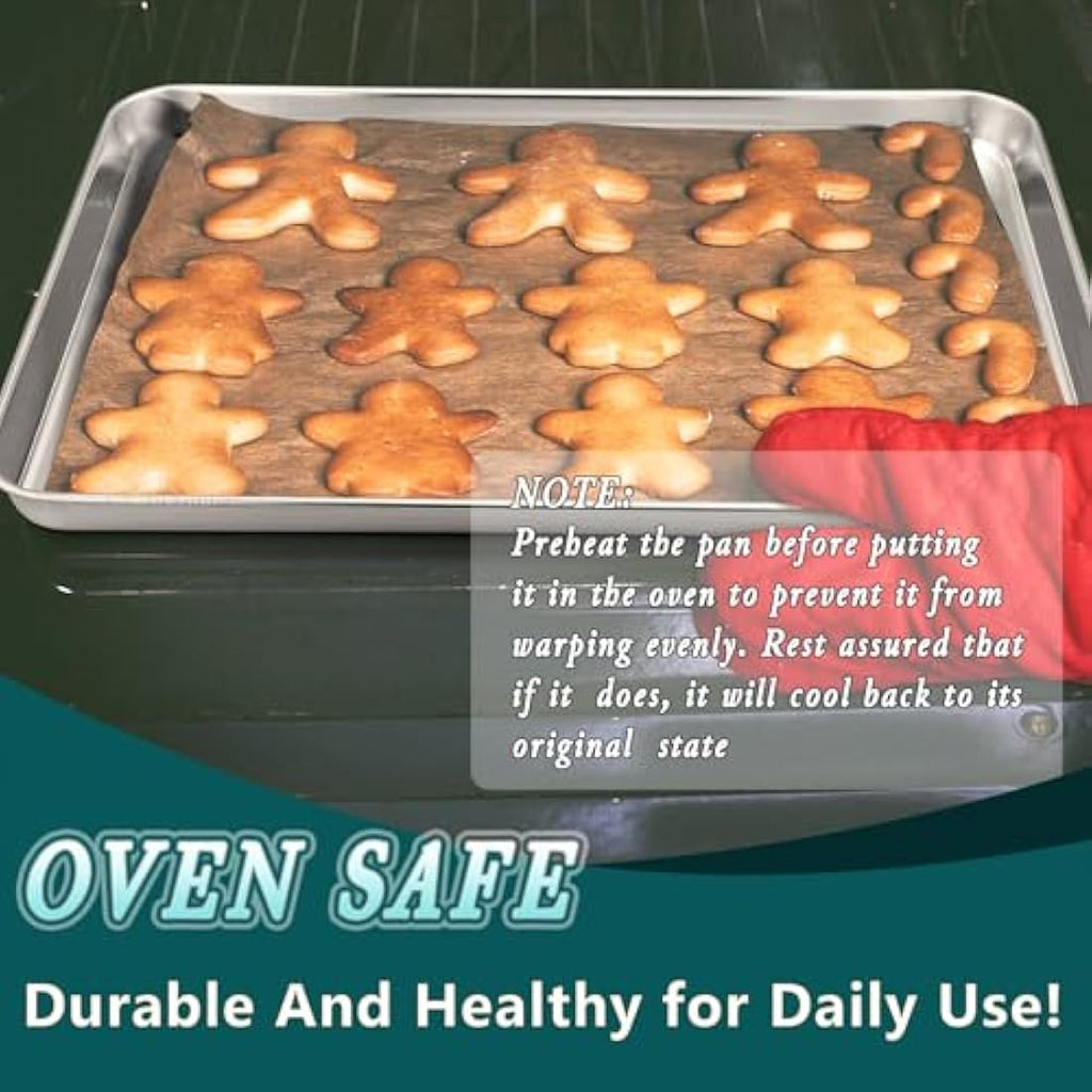 HaWare Stainless Steel Baking Tray Set | 3-Piece Large Cookie Sheets