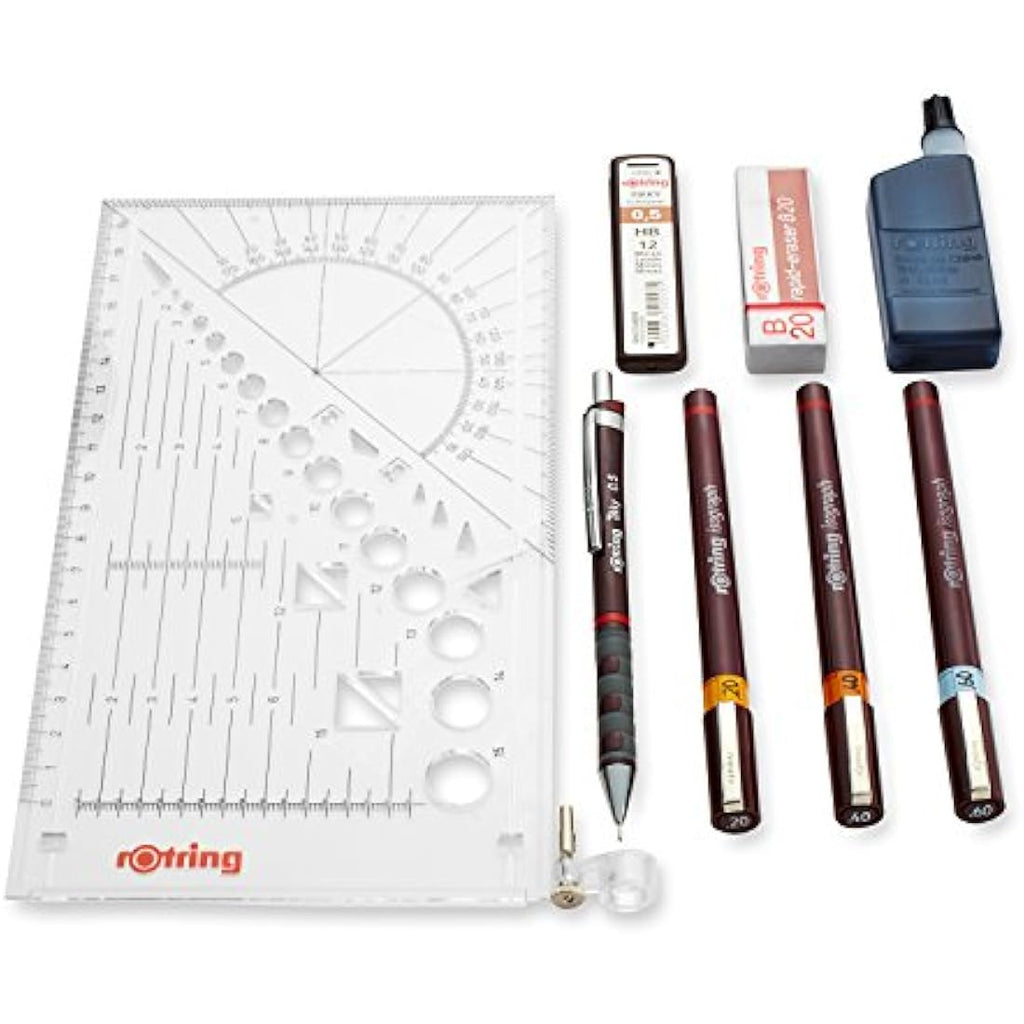 rOtring Isograph Technical Pen & Pencil College Set | 3 Pens + Tikky