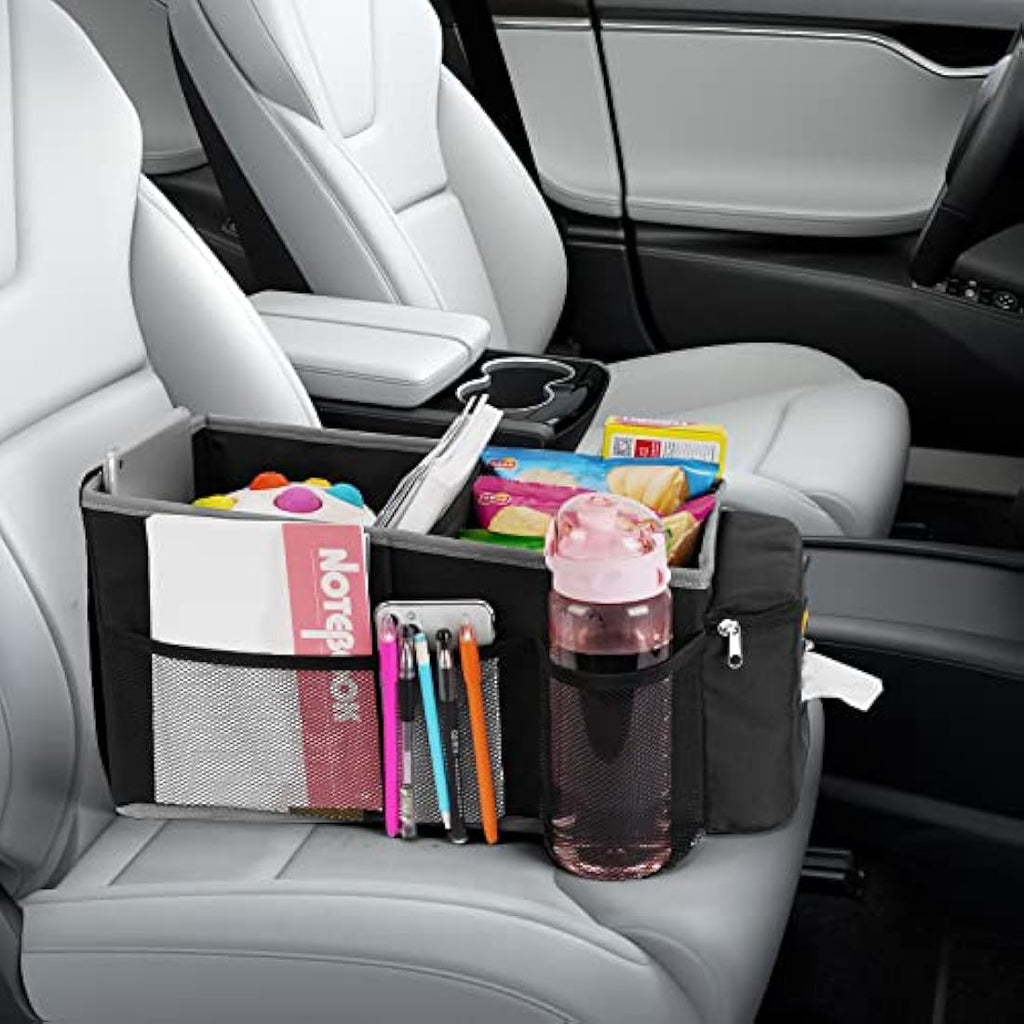 Alijees Car Seat Organiser – 600D Oxford Storage Caddy with Cup Holders