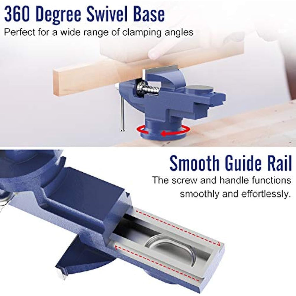 Housolution 3 Inch Universal Table Vise | 360° Swivel Bench Clamp