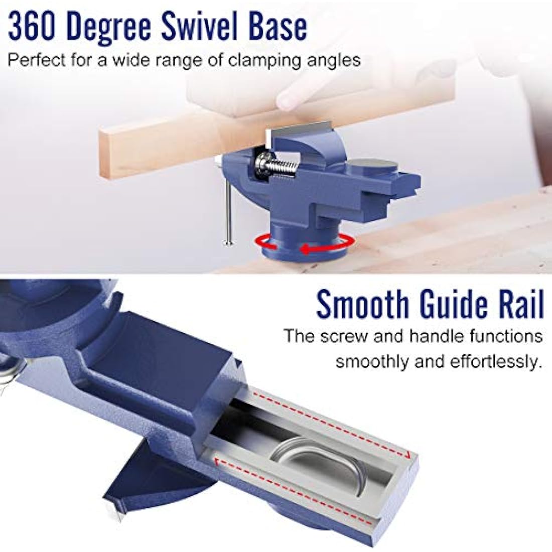Housolution 3 Inch Universal Table Vise | 360° Swivel Bench Clamp