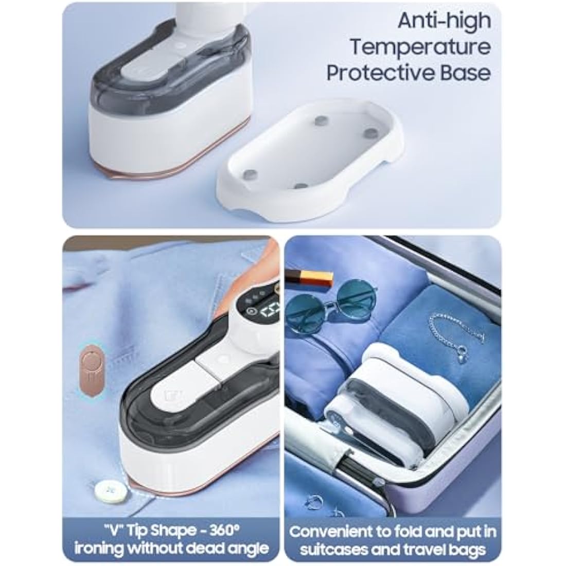 Handheld Garment Steamer – 2-in-1 Portable Travel Iron with LCD