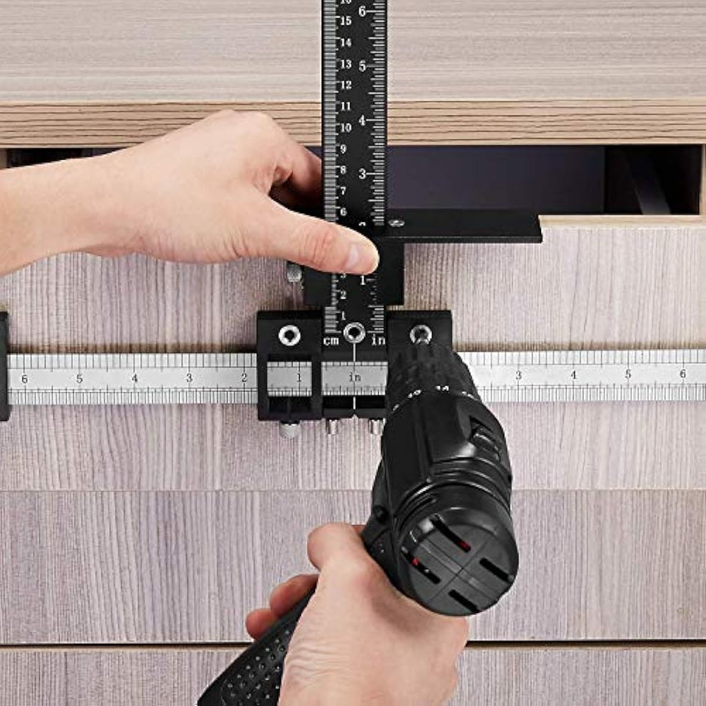 Cabinet Hardware Jig – Aluminum Woodworking Drill Guide Tool