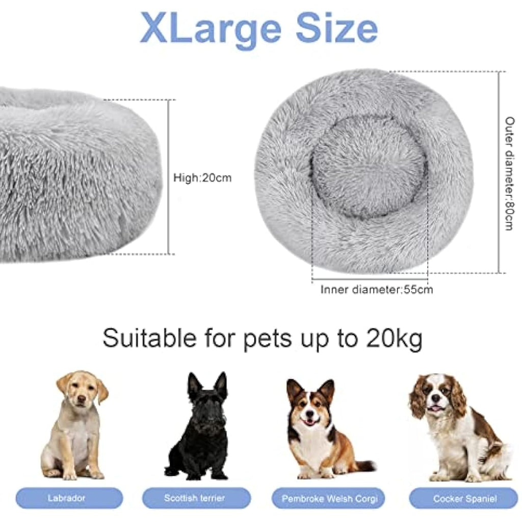 Moistu Calming Donut Dog Bed | Washable Orthopedic Plush Pet Bed - XL