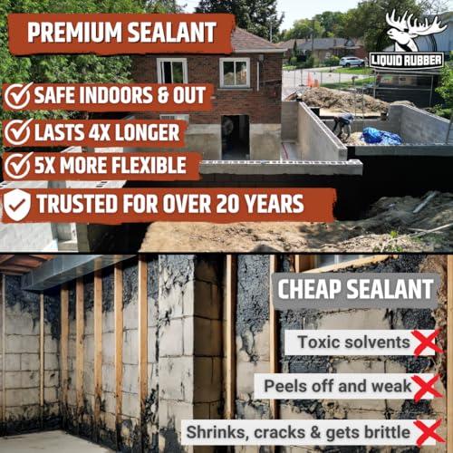 Liquid Rubber Foundation Sealant – Waterproof Concrete Sealer, Black, 3.78L