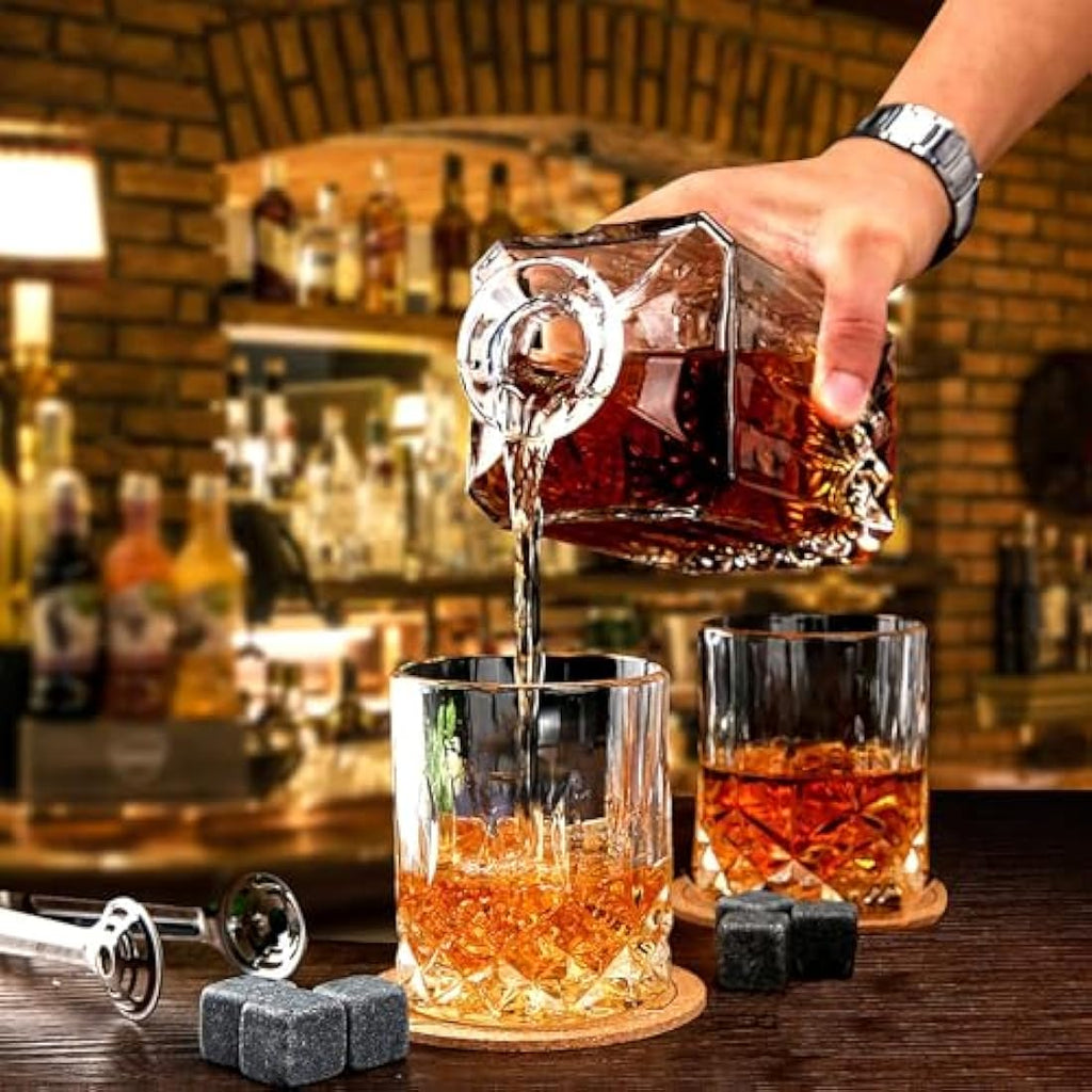 Lighten Life 5-Piece Whiskey Decanter Set | Lead-Free Crystal Glass