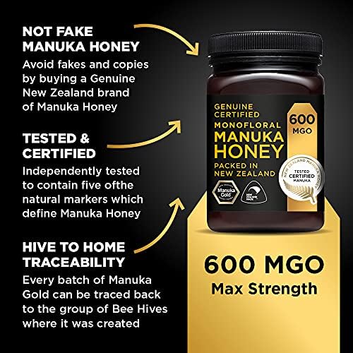 Manuka Gold 600 MGO Genuine New Zealand Manuka Honey - 500g