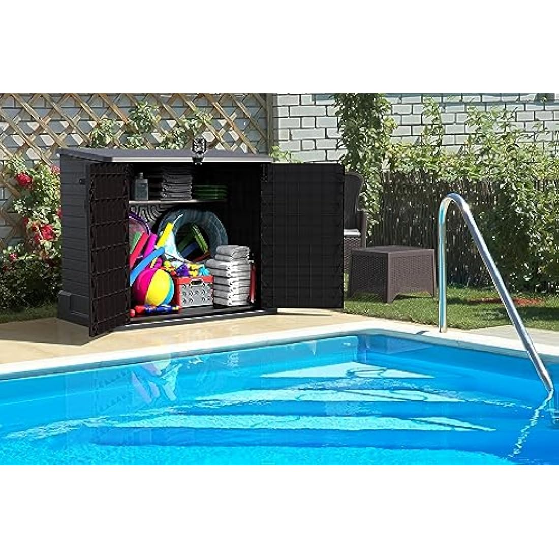 Duramax Cedargrain 850L Plastic Garden Storage Shed | Dark Brown