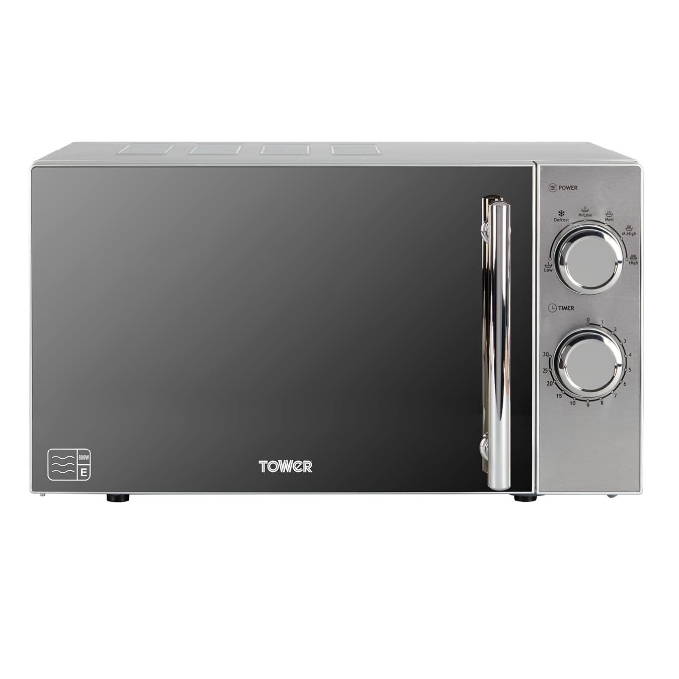 Tower T24015S 800W 20L Microwave – Silver Kitchen Appliance