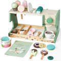 Medoga Wooden Ice Cream Counter & Coffee Maker Toy - 28 Piece Kitchen Set
