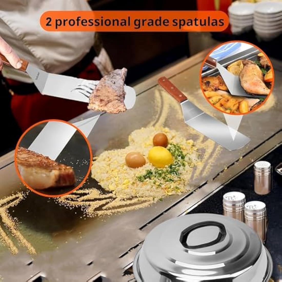 Onlyfire 9-Piece BBQ Griddle Spatula Tool Kit with 12" Melting Dome