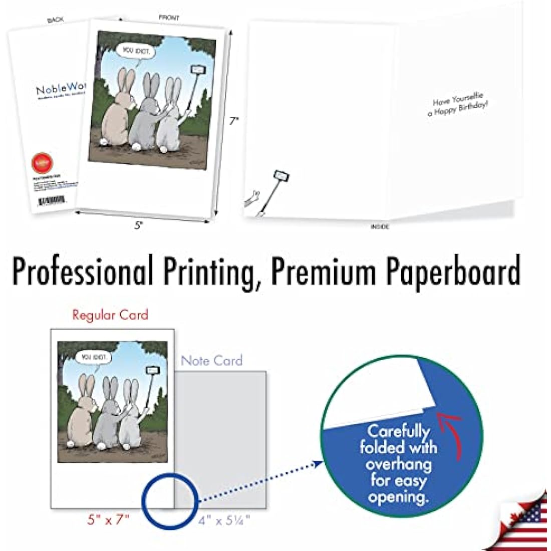 NobleWorks Funny Birthday Cards Bulk Box Set - 36 Assorted Humor Designs