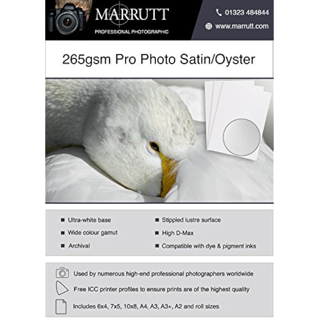 Marrutt Pro Photo Satin Inkjet Paper - 265gsm Archival A3 - 25 Sheets