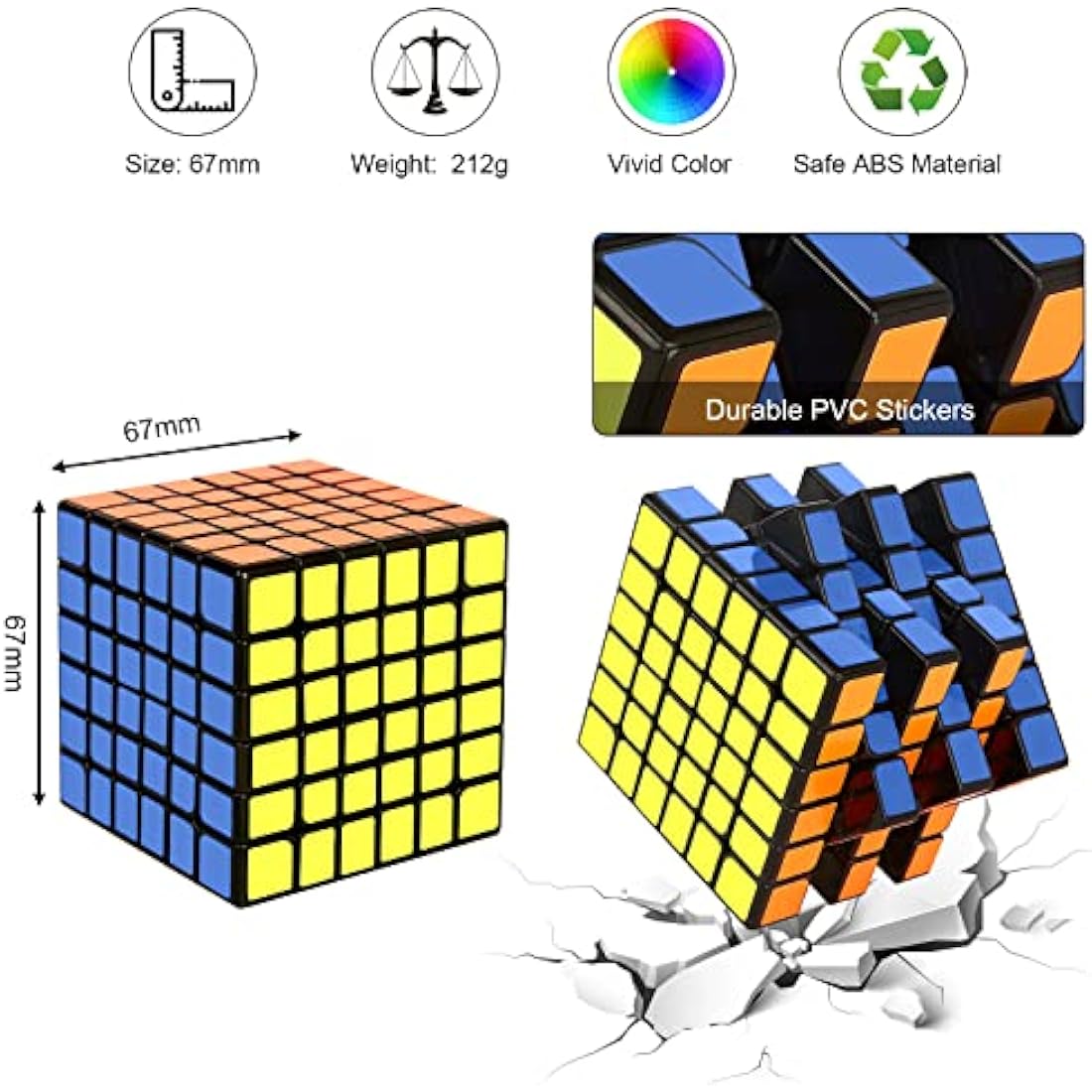 Roxenda 6x6 Speed Cube – Smooth Professional Puzzle Toy for All Ages
