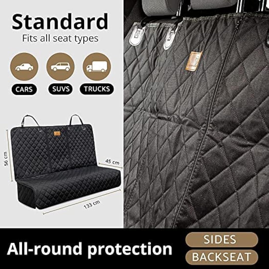 AMZPET Waterproof Dog Car Seat Cover – Non-Slip SUV Rear Seat Protector