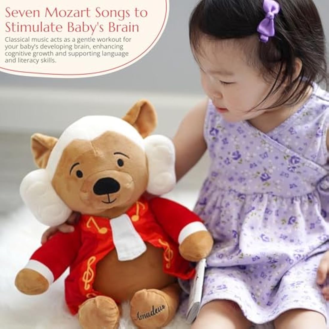 Vosego Mozart Musical Plush Bear – 40 Mins of Classical Music Toy
