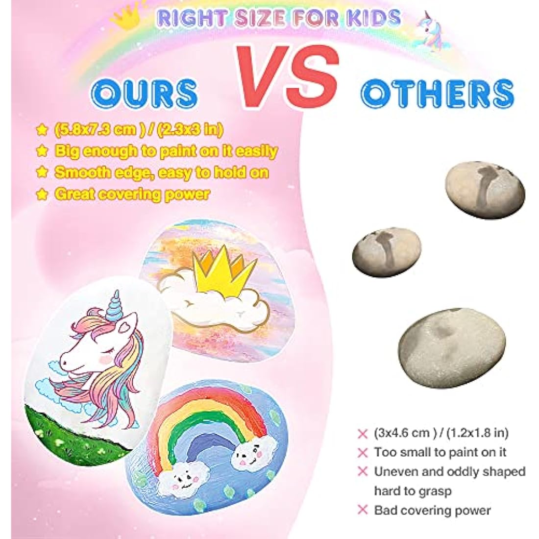 Lekebaby Unicorn Rock Painting Kit - Glow in the Dark Arts and Crafts