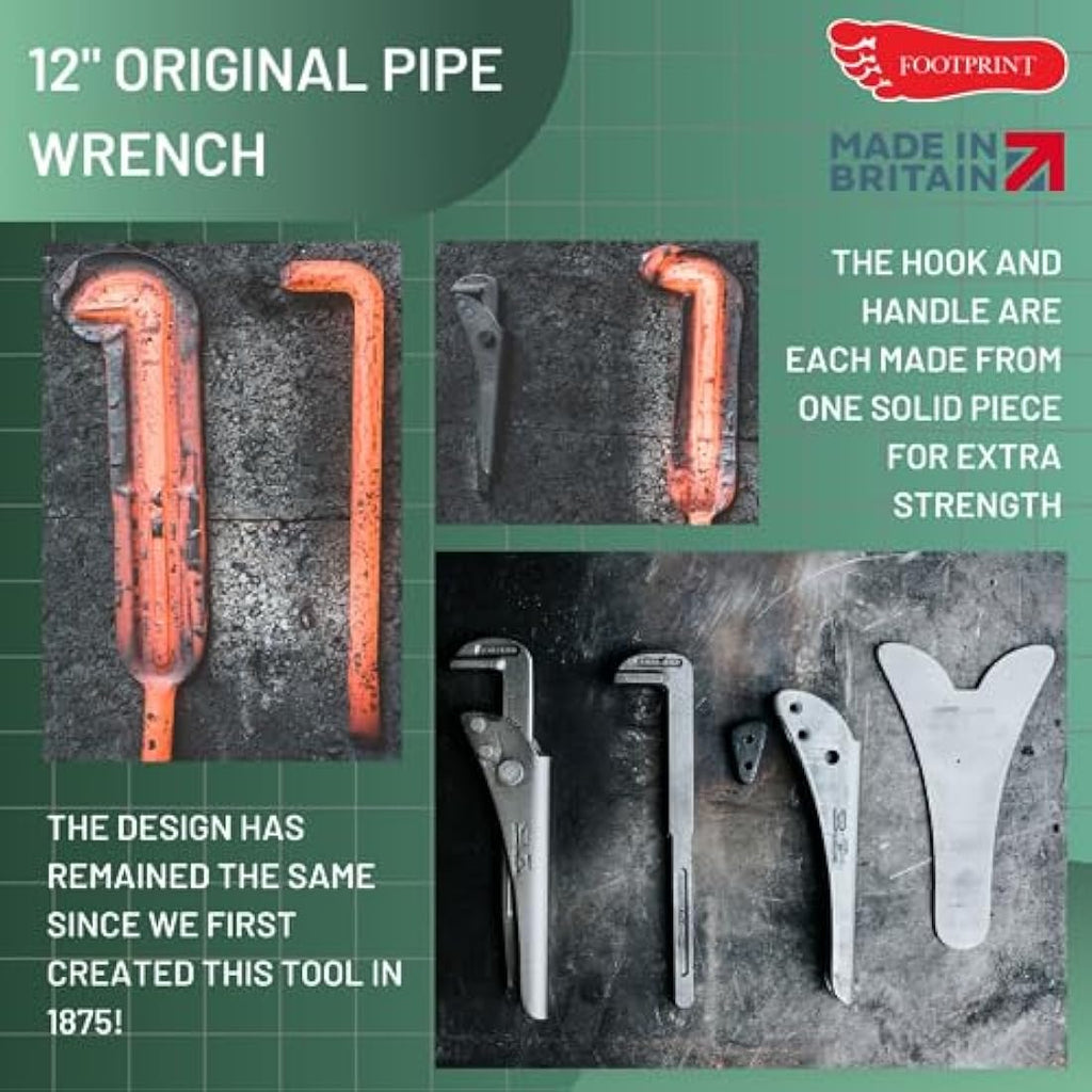 Footprint 698w Pipe Wrench 12-Inch | Sheffield Steel Plumbing Tool