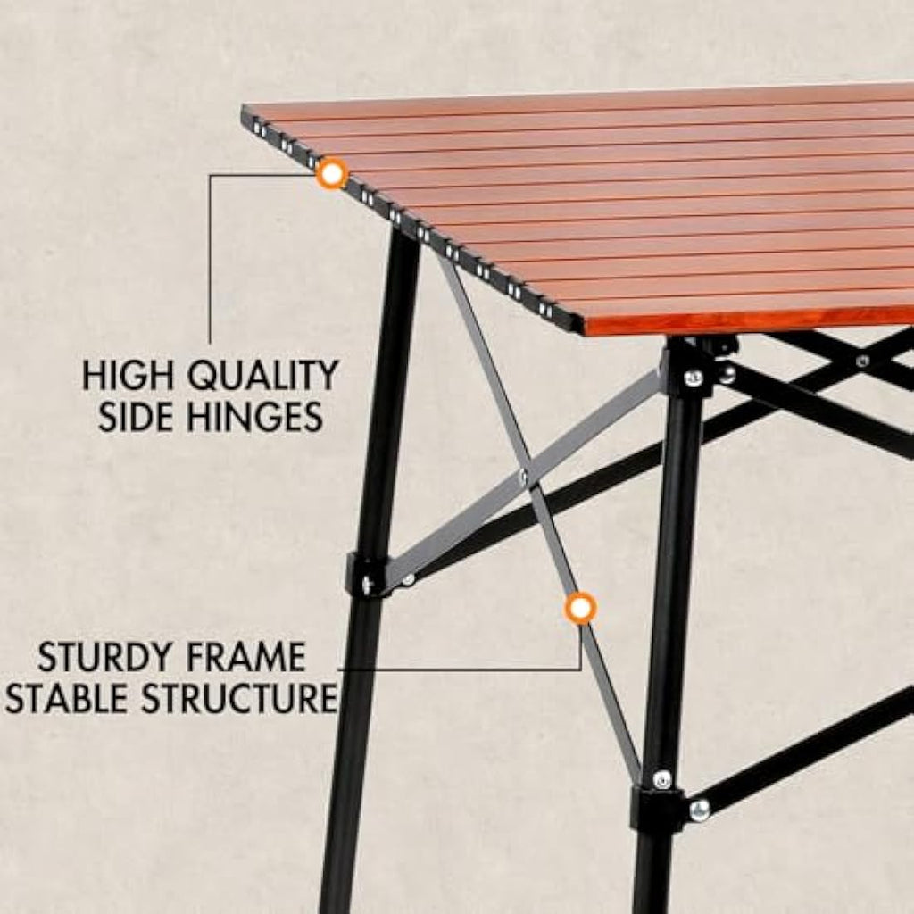 Portal Aluminum Folding Camping Table | 70x70cm Square Roll Up Top