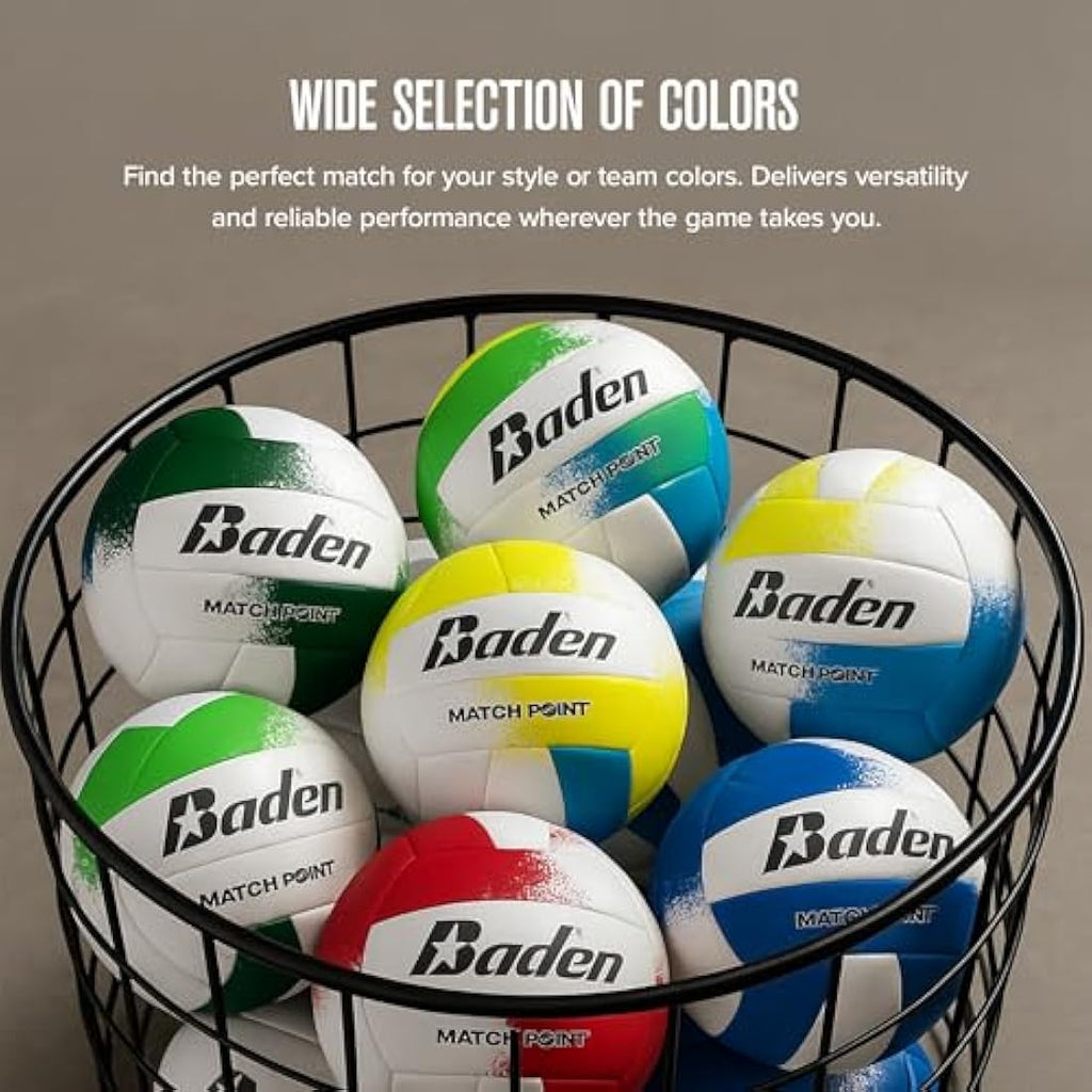 Baden Match Point Volleyball – Official Size 5 Cushioned Synthetic Leather
