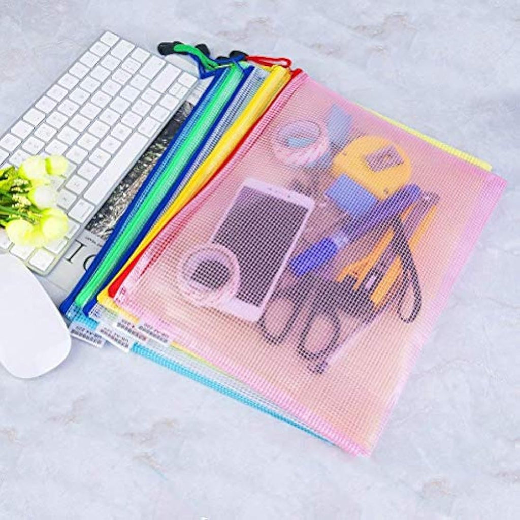 Vicloon A4 Plastic Wallets – 10 Pcs Mesh Zip Document Bags for Office